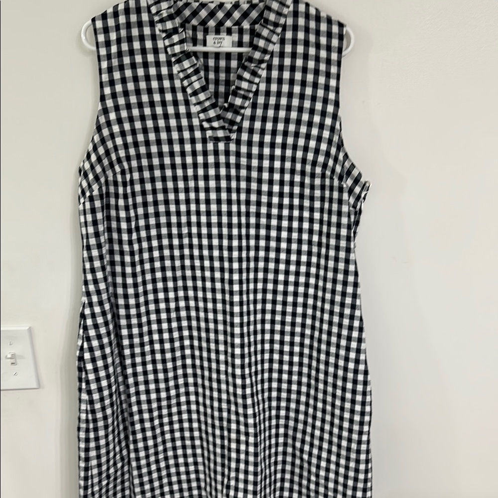 Crown & Ivy Navy and White Gingham Ruffle Dress